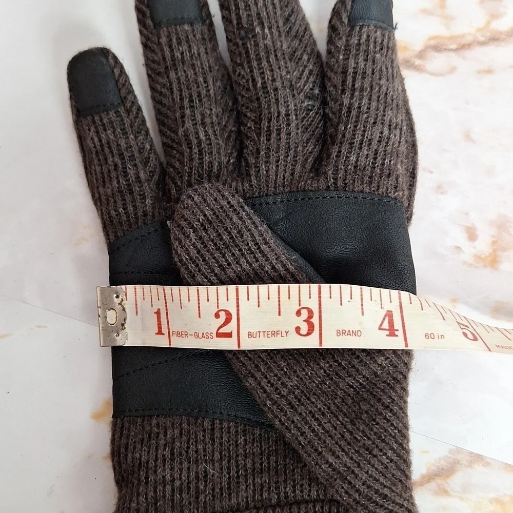 Timberland Wool Gloves Brown Knit Ribbed